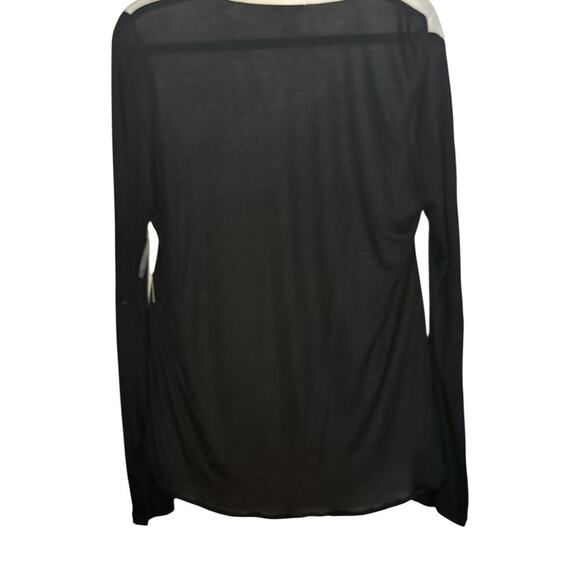 Bar III Black and Ivory Sheer Long Sleeve Blouse, Size XL-NWT - Picture 4 of 6